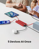 Portable Charger Power Bank, External Battery Pack with Cords Wires, Light 10000mAh Travel Essentials Battery Bank 5 Outputs 2 Inputs LED Display