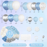 153pcs Blue White Balloon Arch Garland Kit Different Sizes