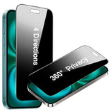 2 Pack 4 Way 360 Degree Privacy Screen Protector For Iphone 16/Iphone 15 6.1 Inches, 4 Directions Horizontal And Vertical All Around Anti Spy Tempered Glass Film, Face Id Sensitive