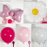 125Pcs Bow Balloon Garland Kit in Pink & White for Birthday, Baby Shower, Party