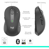 Logitech Signature M650 L Full Size Wireless Mouse - For Large Sized Hands, 2-Year Battery, Silent Clicks, Customizable Side Buttons, Bluetooth, Multi-Device Compatibility - Black (Renewed)