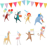 Animal Parade Party Banner With 12 Pcs Colorful Pennant Banner Flag, 10' Strand Including Excess Cord Animal Birthday Party Hanging Garland Decorations Baby Showers Supplies