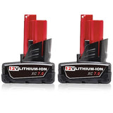 2-Pack 7Ah 12V Replacement Lithium Batteries for Milwaukee M-12 Cordless Tools