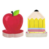50 Pcs Back To School Red Apple Pencil Paper Plates, First Day Of School Plates Table Decorations Party Supplies, Red Apple Pencil Tableware For Kindergarten Kids Back To School Party