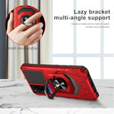 Compatible For Tcl 50 Xe 5G (T614Sp) Case, Tcl 50 Xe Nxtpaper 5G (T614Ws) Case, With Tempered Glass Screen Protector, Metal Ring Magnetic Support Kickstand Phone Case For Tcl 50Xe (Red)