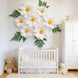 12Pcs Crepe Paper Daisy Flower Decor Large White Paper Daisy Flowers For Backdrop Party Paper Tissue Pom Poms For Home Decor, Wedding Backdrops, Baby Shower, Birthday Party, Classroom Decoration