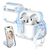 For Airpods 4Th Generation Case Cover, Compatible With Magsafe, Magnetic Automatic Lock, Charging Port Dust-Proof & Stand Design With Cleaning Kit For Airpods 4 Case 2024, Blue/White