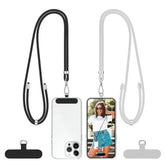 Cell Phone Lanyard - 2 Adjustable Phone Neck Strap, 2 Phone Tether Tabs, Nylon Universal Phone Strap Crobody Compatible With Most Smartphones, Black Grey