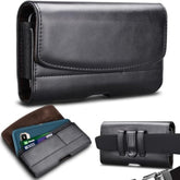 Phone Holster For Samsung Galaxy S25 Ultra S24 Plus S23 S22 S21 Fe Note 20+ A16 A15 A14 A54 A35 A26 A36 A56 5G Iphone 16 Pro Max 16E Leather Belt Clip Holster Holder Carrying Pouch Case, Black