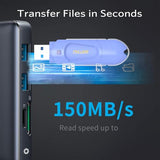 Flex A 64Gb 2 Pack Blue Usb Flash Drives,Typea,Usb 3.1 Flash Thumb Drive,Swivel Design,Usb Drive Up To 150Mb/S,External Data Storage Memory Stick Compatible With Computer/Laptop