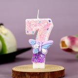 Birthday Number Candles Pink And Purple Butterfly Birthday Candles For Cake Glitter Number 7 Candle Cake Topper With Sequins For Girls And Women Anniversary Celebrations Supplies