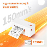 Bluetooth Thermal Shipping Label Printer, 4X6 Portable Wireless Thermal Address Label Printer For Small Business, Compatible With Iphone Android Windows, Used For Ebay Shopify Usps, White