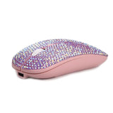 Bling Pink Crystal Rhinestone Wireless Mouse, Slim Silent Mouse 2.4G Portable Mobile Optical Mouse, 3 Adjustable Dpi Levels For Notebook, Pc, Laptop, Computer, Macbook - Ab Purple