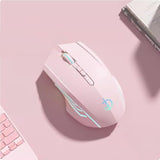 M800 Single-Mode Wireless Battery Level Display Mouse, 2.4G Wireless, 2400 Dpi Optical Sensor, Rgb Lighting, 6 Programmable Buttons, 135Hr Battery Life (Pink)