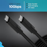 VisionTek USB-C to USB-C 3.1 Gen 2 Cable - 100W Power Delivery - 10Gbps - DP Alt Mode - 901524