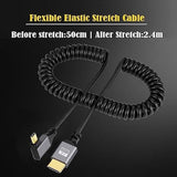 Micro Hdmi Stretch Coiled Cable Hdmi 1.4 To Micro Hdmi 90 Degree Left Angled 4