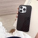 Aesthetic Polka Dot Retro Phone Case For Iphone 16 Pro Max 6.9",Vintage Trendy Unique Simple Pattern Design Elegant Chic Pretty Stylish Protective Girls Women Cases For I16Promax Black