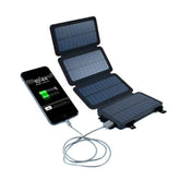 Quadrapro Solar Charger Power Bank - 5.5W 4-Panel Portable Wireless Phone Charger - Compatible With Iphone, Android, 2 Usb Port, Flashlight, Magnetic Case, Hanging Loops - Battery Backup