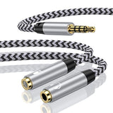 3.5mm Headphone Splitter, Audio Stereo Y Splitter Male to Female Dual Headphone&Microphone Jack Adapter Aux Cable for Earphones Compatible with PS4