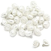 10Mm Rose Flower Pearl Buttons, White Faux Pearl Sewing Buttons, For C