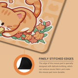 Gaming Mousepad, Cat Theme Orange Keyboard Computer Mouse Pad Desk Mat With Stitched Edges, 14.17 X 11.02 In Anti-Slip Durable Rubber Base For Home Office Gaming Work