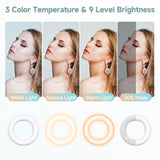 Portable Clip-On Selfie Ring Light with 3 Modes for Video and Makeup