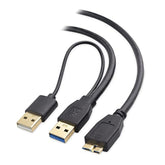 Cable Matters 5Gbps Micro USB 3.0 to USB Splitter Cable - 20 Inches, Micro-B 3.0 to Dual USBA for Data and Extra Power, MicroUSB 3.0 to USBA Y Cable