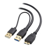 Cable Matters 5Gbps Micro USB 3.0 to USB Splitter Cable - 20 Inches, Micro-B 3.0 to Dual USBA for Data and Extra Power, MicroUSB 3.0 to USBA Y Cable