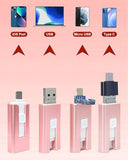 Flash Drive For Phone 256Gb, 4 In 1 Photo Stick With Stable Chip, External Storage Compatible With Phone Pad Pro Air, Android (Otg), Mac Pc, Memory Stick For Photos Docs Backupblue