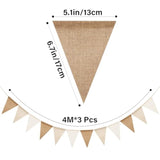 Pre-Strung Burlap Pennant Banner, 39Ft Linen Triangle Flag Bunting, 36Pcs Pennant Banner Bunting Garland For Birthday, Wedding, Camping, Rustic Boho Theme Party Decorations