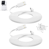 Smays 10 ft Cable for WYZE Cam Pan v3 Camera, Long Micro USB Flat Power Cord, 90 Degree 2-Pack, White