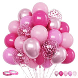 60pcs Hot Pink Balloon Set with Confetti & Metallic Balloons for Birthday Baby Shower Decor