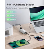 Baseus Charging Station 100W - 7 Ports Power Strip Usb C Charger With Surge Protection(1200J), Fast Charging Laptop Charger Desktop Accessory For Macbook Pro, Iphone, Dorm, Home, Office