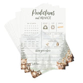 Baby Predictions & Advice Cards – Woodland Adventure Baby Shower Game, Adorable Forest Animals Theme For Boy, 30 Pack
