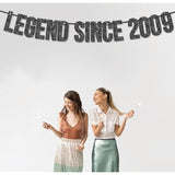 Pre-Strung Legend Since 2009 Banner For 16Th Birthday Party Decoration,Happy 16Th Men Women Birthday Party Banner,Handmade - Black