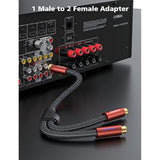 Rca Splitter 1-Male To 2-Female Y-Adapter Premium Subwoofer Splitter Cable - W