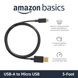 2-Pack Usb-A To Micro Usb Charging Cable, 480Mbps Transfer Speed With Gold-Plated Plugs, Usb 2.0, 3 Foot, Black