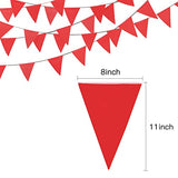 36 Feet Solid Red Pennant Banner - 30 Multicolor Bunting Flags (8x11 Inches) - Birthday Party Grand Opening Holiday Decorations