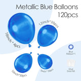 120Pcs Metallic Blue Balloons, 18 12 10 5 Inch Metallic Blue Balloons Different Sizes Blue Balloon Arch Kit For Graduation Baby Shower Wedding Birthday Party Decorations