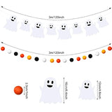 3PCS Halloween Burlap Boo Banner Felt Garland Ghost Orange Black Party Decor