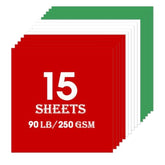 15Sheets Christmas Cardstock Paper 12" X 12", 230Gsm/80Lb Thick Card Stock?Printer Paper, Party Decors?Paper Craft, School Suppliesred (Red Green White)
