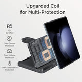 Miimall Foldable 3 In 1 Wireless Charger Fast Charging For Samsung Galaxy Z Fold & Flip 6/5/4/3/2,Galaxy S24+/S23+/S22, Portable Wireless Charging Station For Samsung Phone/Watch/Buds/Iphone Series