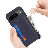Pixel 9/9 Pro Wallet Case, Crossbody with Strap, Leather Card Holder - Blue