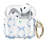 Case Cover Compatible With Airpods 4Th Generation 2024, Wireless Charging, Shockproof, Soft Tpu Transparent Reduced Yellowing For Airpods 4 Cases With Gold Keychain (Blue Bow Tie)