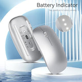 M18 Bluetooth Mouse, Usb C Rechargeable Wireless Mouse, Triple Mode (Dual Bluetooth+Usb) Computer Silent Mice Portable With Usb Receiver And Type C Adapter For Laptop/Macbook/Ipad/Pc - Silver