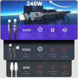 USB C Magnetic Charging Cable 240W 6ft, 16Pin Type C to Type C Magnet Charger Cable/360&180 Rotation Magnetic Phone Charger Data Cable for Phone