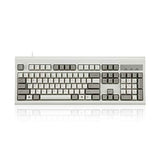 Periboard-106M, Wired Performance Full-Size Usb Keyboard, Curved Ergonomic Keys, Classic Retro Gray/White Color, Us English Layout