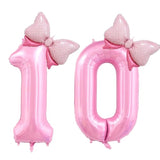 40" Pink Number 10 Balloon with Bow Girls Birthday Party Decorations