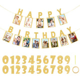 Custom Gold Glitter Happy Birthday Banner Party Decorations Kit Any Age