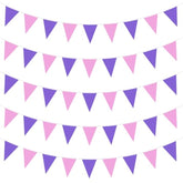40Ft Purple Pink Fabric Bunting Banner Pennant Hanging Party Decorations Cotton Triangle Flag Garland For Girls Women Mother'S Day Princess Birthday Wedding Baby Shower Butterfly Tea Party Decor